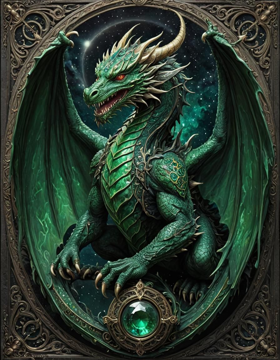 Emerald Dragon in Dark Fantasy Style