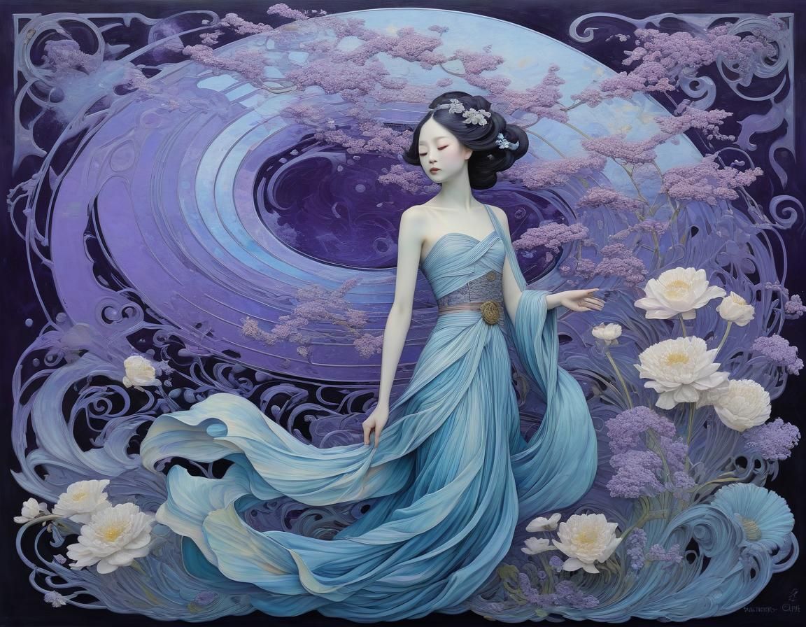 Ethereal Voyage in Art Nouveau Style