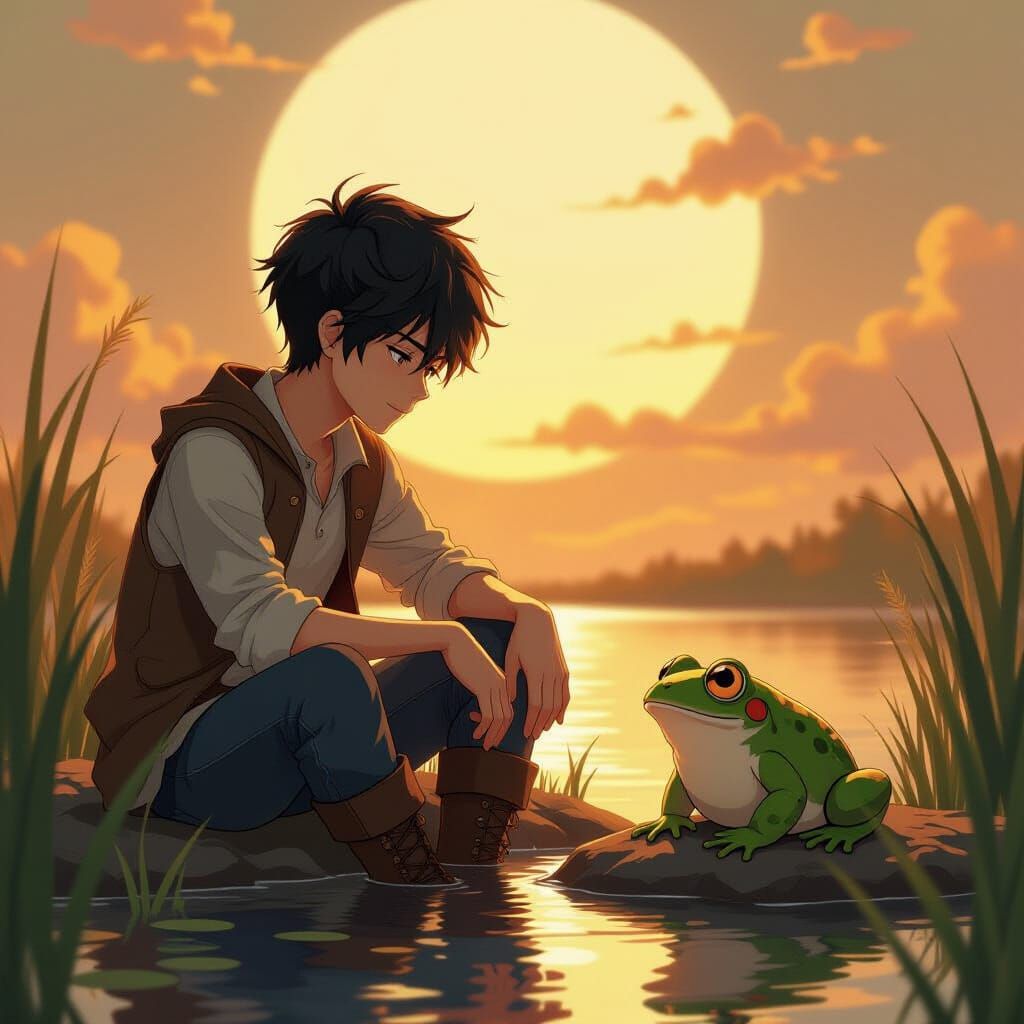 Anime Style Fantasy Art: Man and Familiar