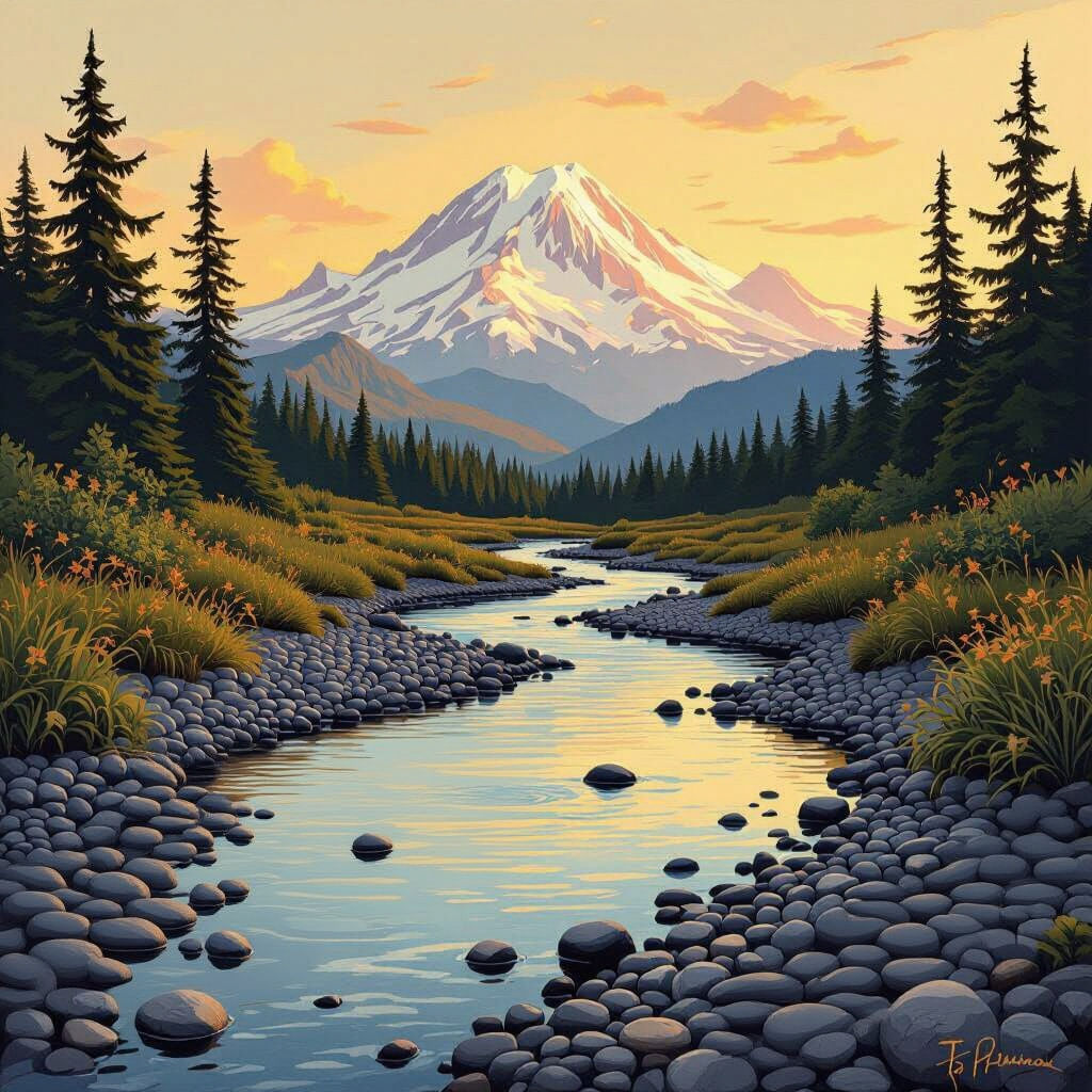 Pacific Northwest Landscape with Indian Accents