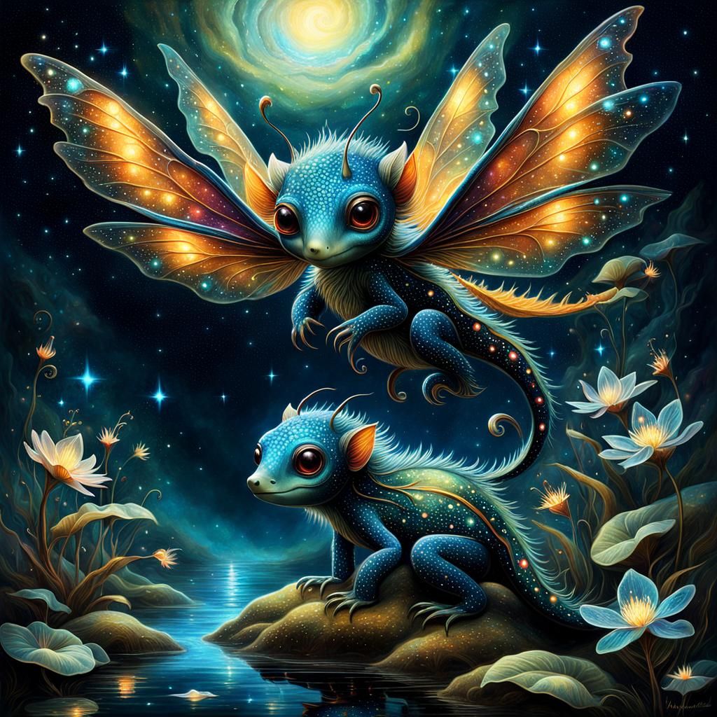 Enchanted Creature in Ethereal Waters, Digital Art