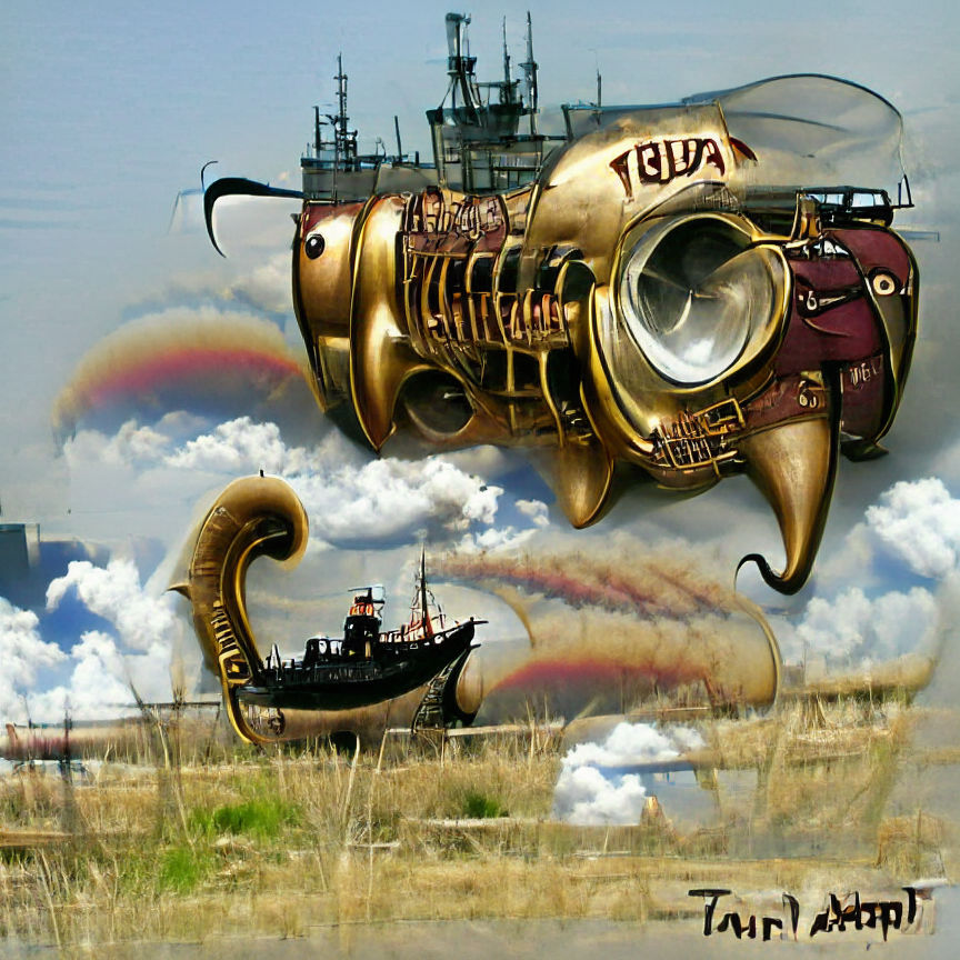 Steampunk Tuba Ship: A Victorian-Era Fantasy