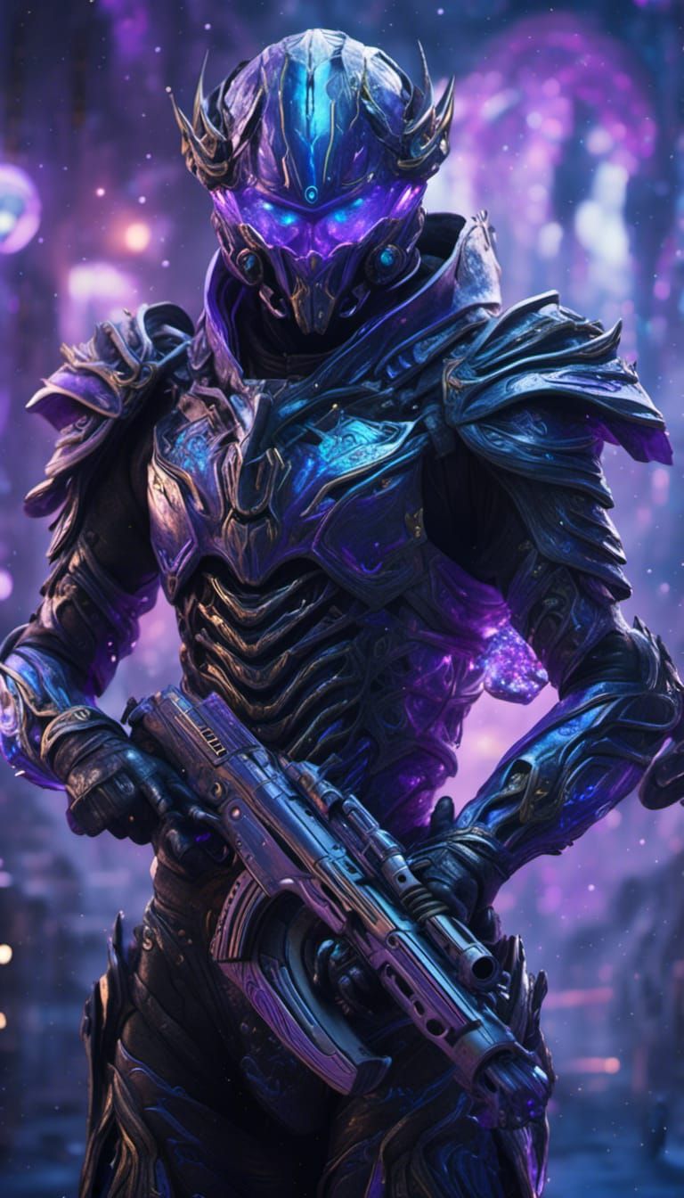 Cybernetic High Elf Soldier in Sci-Fi Armor