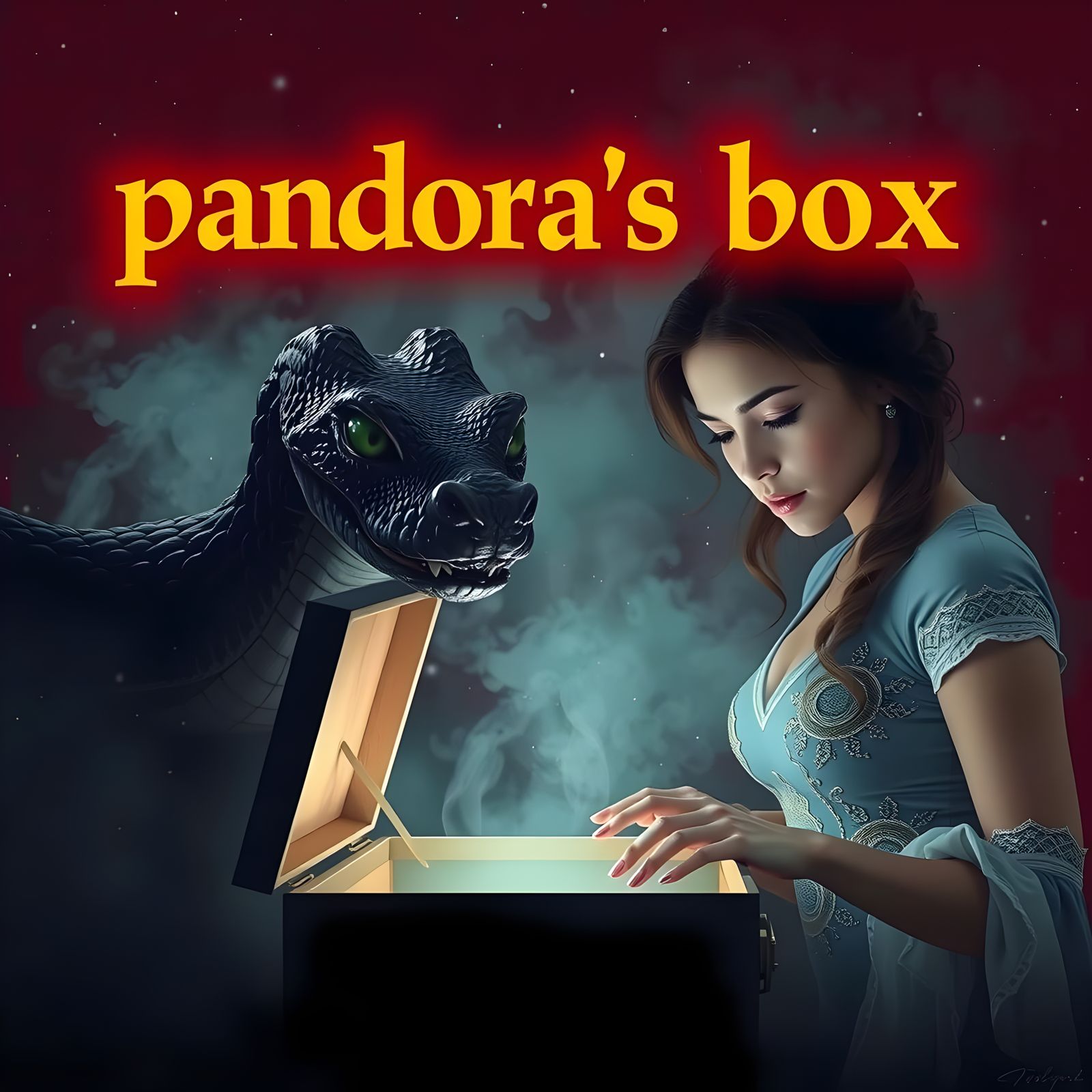 Serpent and Pandora's Box in Cinematic Style