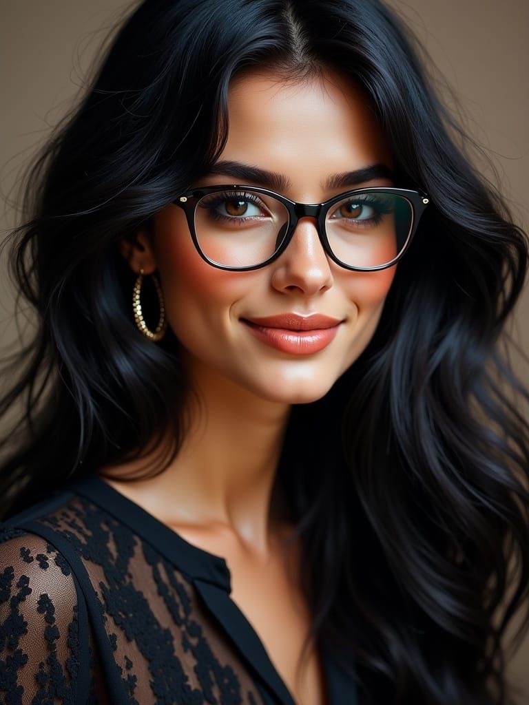 Hyper-Realistic Portrait of a Confident Woman in Quiet Refle...