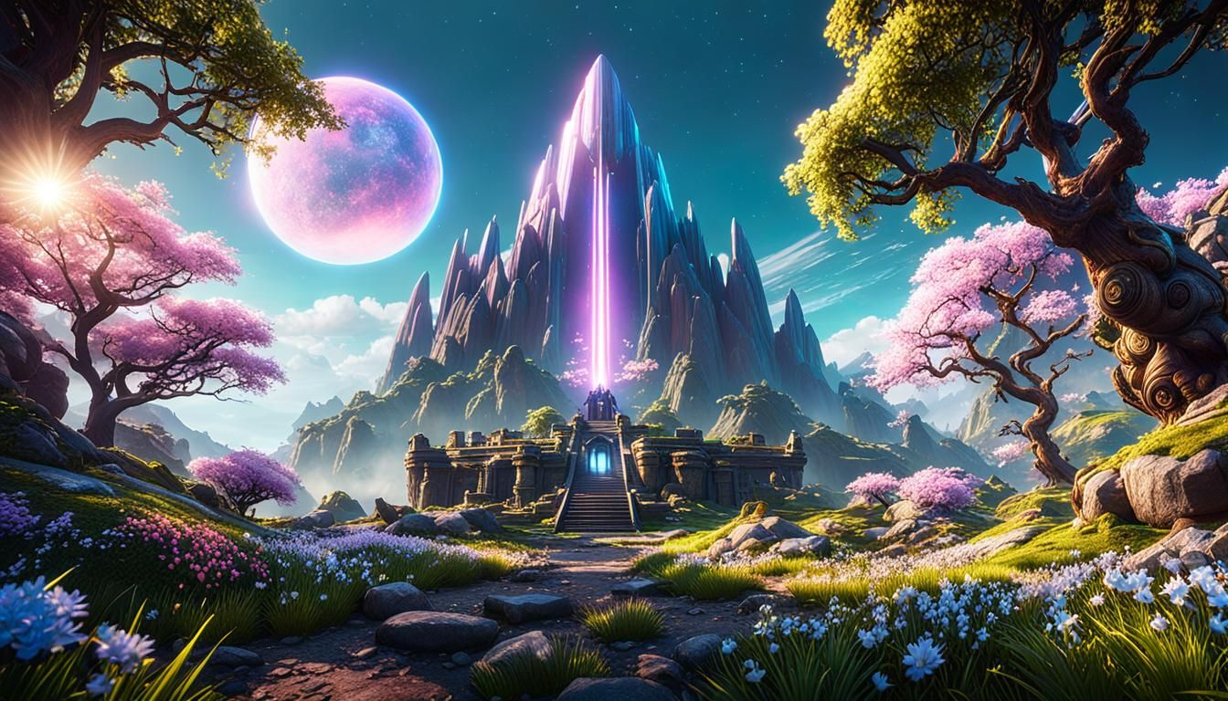 Epic 3D Game Scene: Mount Olympus Multiverse