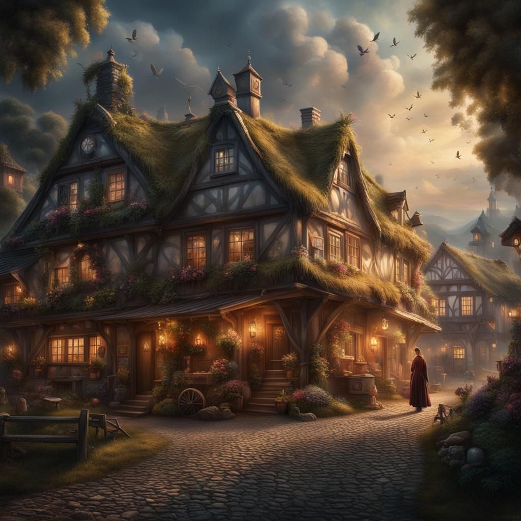 Fairy Town Aesthetic Portrait: Digital Matte Painting