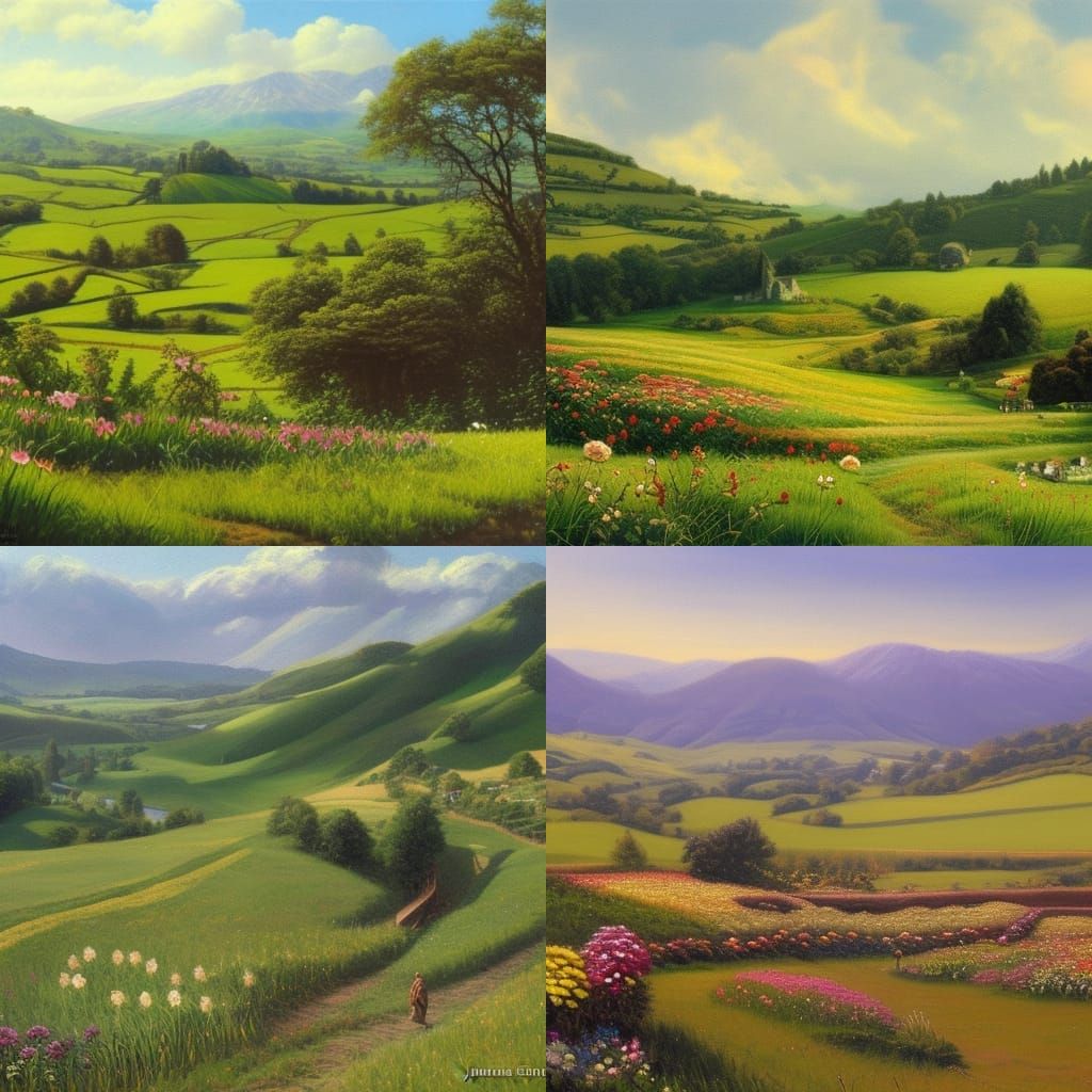 Idyllic Shire Spring Day in Oil Paint