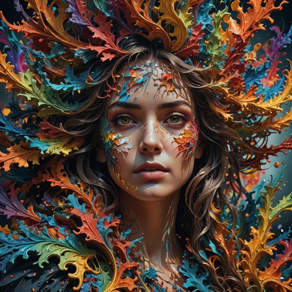 Fractal Woman Emerging: Hyperrealistic 3D Art