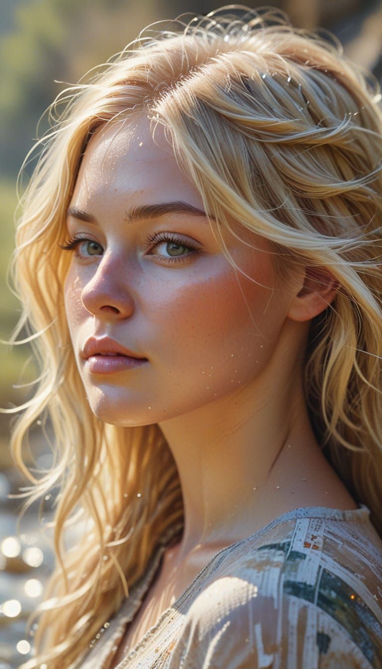 Ethereal Portrait of a Woman with Water Valley Hair