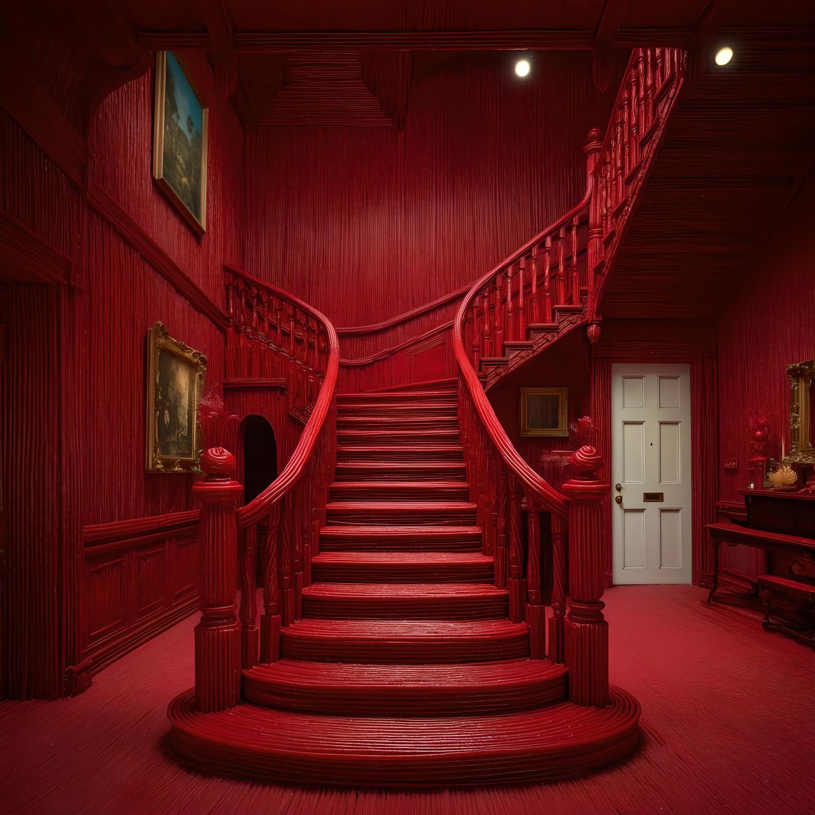 Red Licorice Staircase in Victorian House