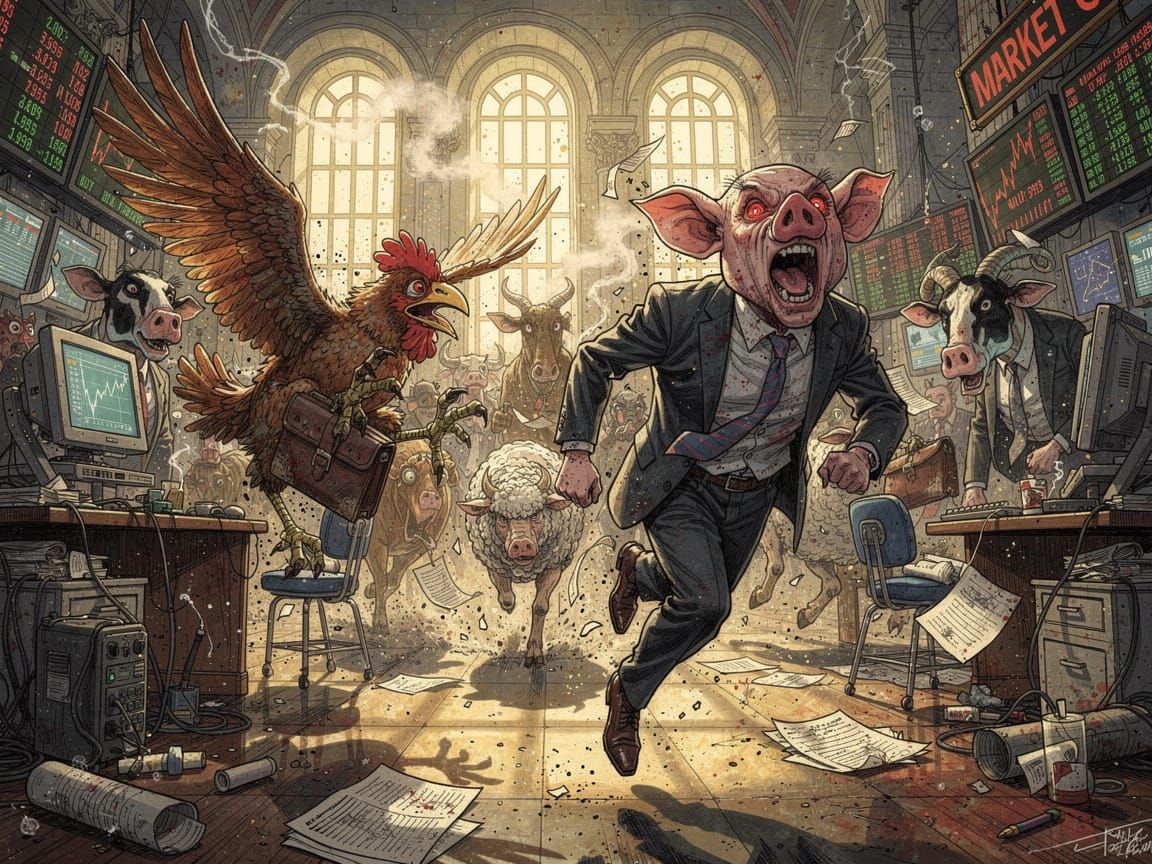 Anthropomorphic Animals Stampede Wall Street