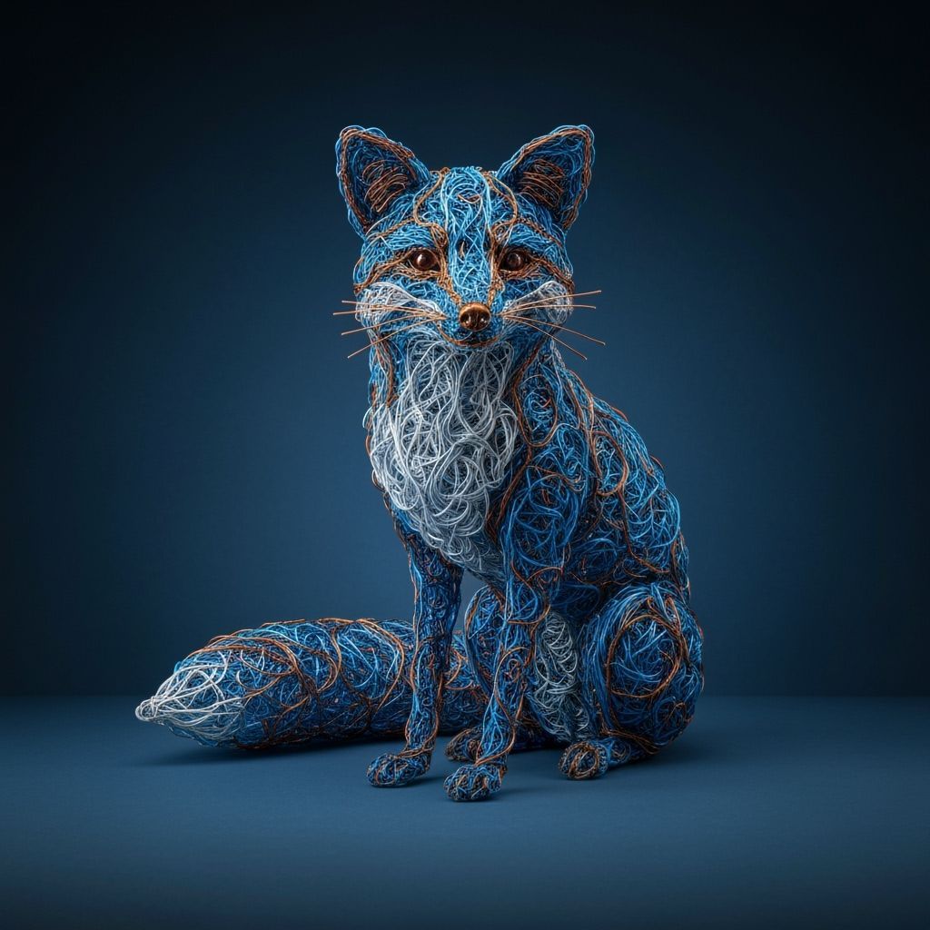 Electric Wire Fox Sculpture in Studio Setting
