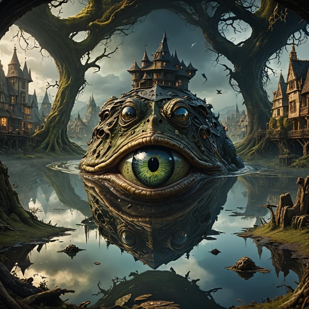 Witch Reflection in Toad Eye: Digital Matte Painting