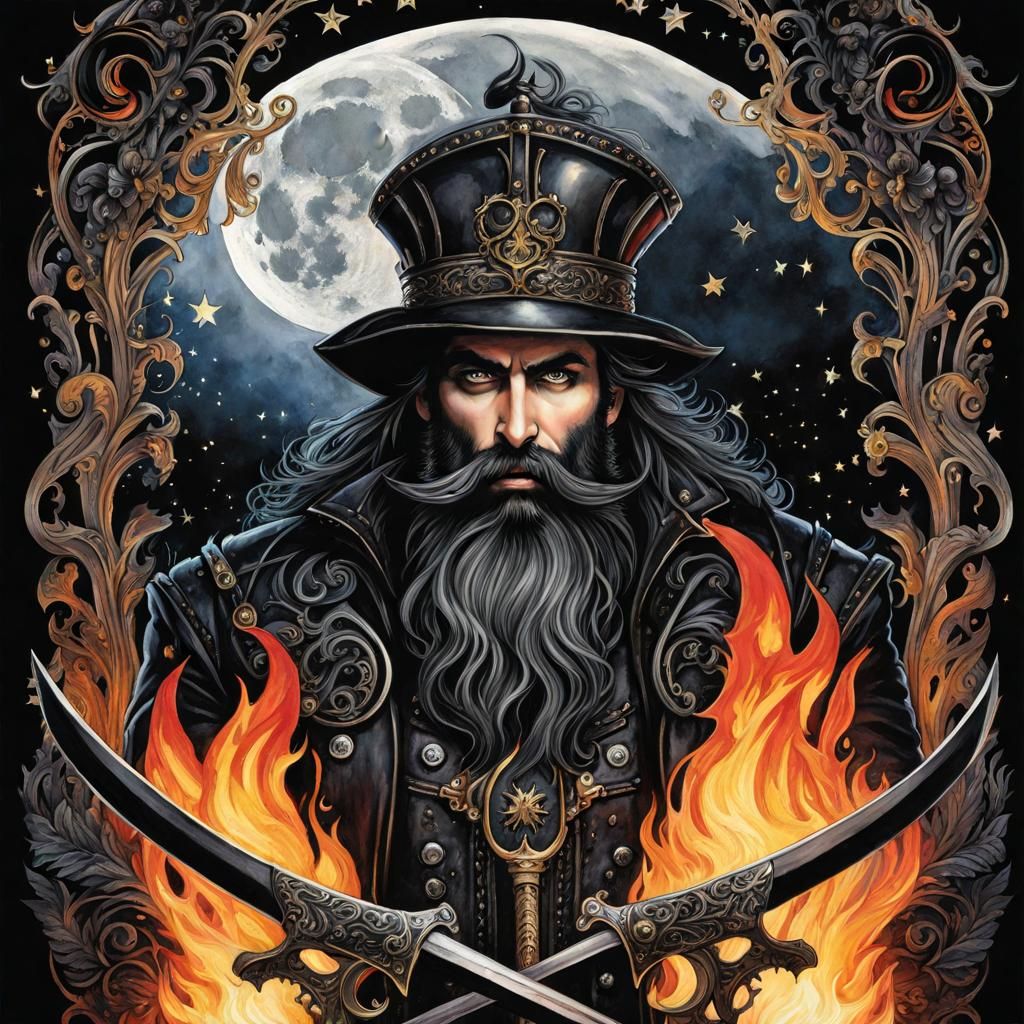 Gothic Blacksmith Forging Sword Under the Moon