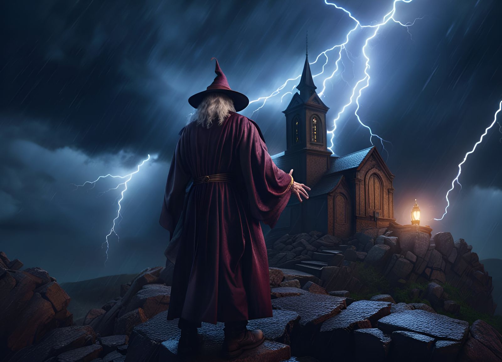 Epic Wizard Strikes Church with Lightning