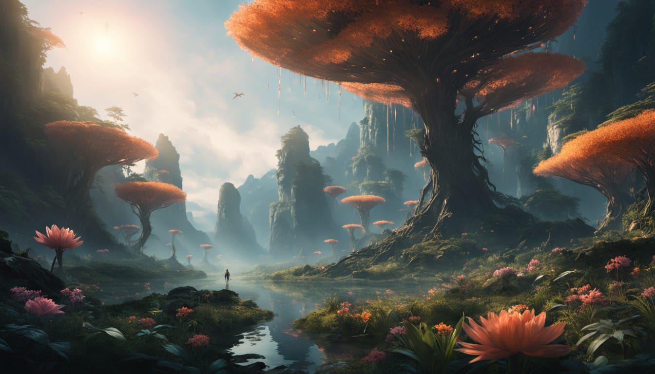 Breathtaking Alien Landscape at Golden Hour