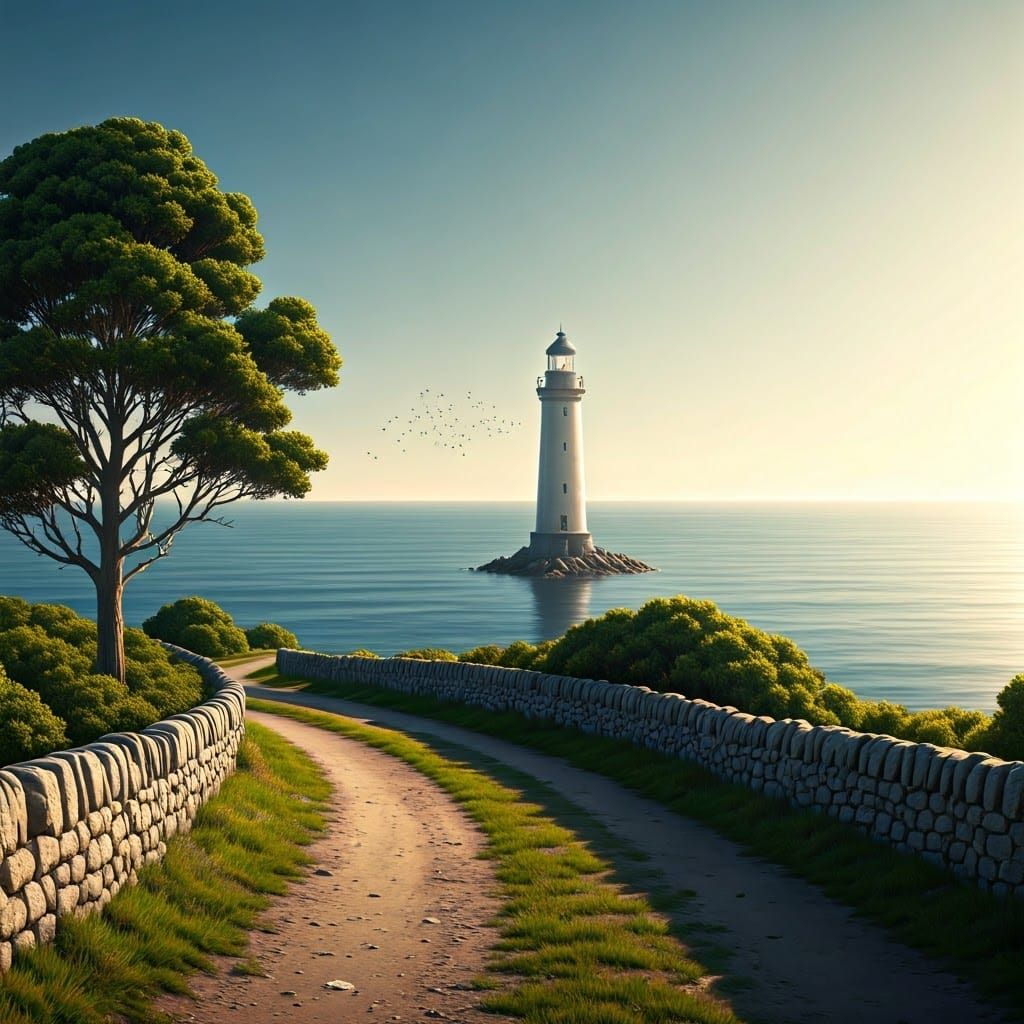 Lighthouse on a Cliff: Serene Coastal Vista