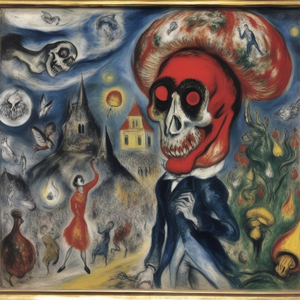 Surreal Hellscape Inspired by El Greco, Ensor, and Chagall