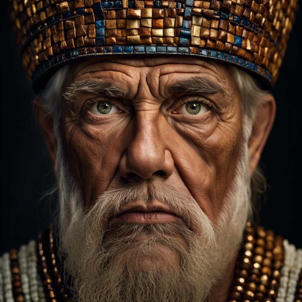 Sumerian King Close-Up Portrait