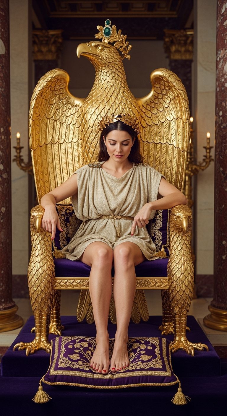 Opulent Roman Empress on Eagle Throne