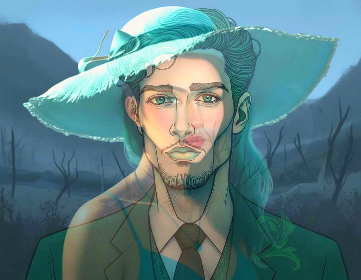 Man's Face Merges With Girl's Face in Double Exposure