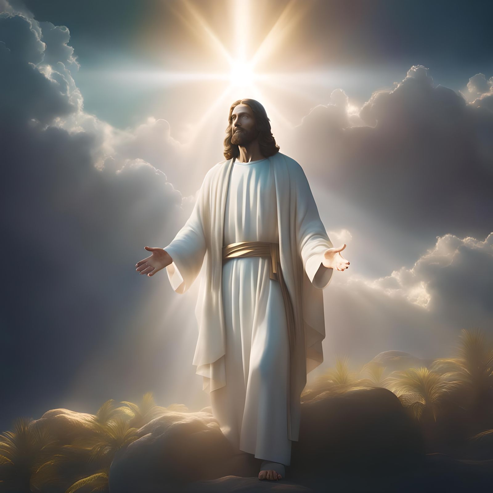 Radiant Light Emanating from Jesus' Hands