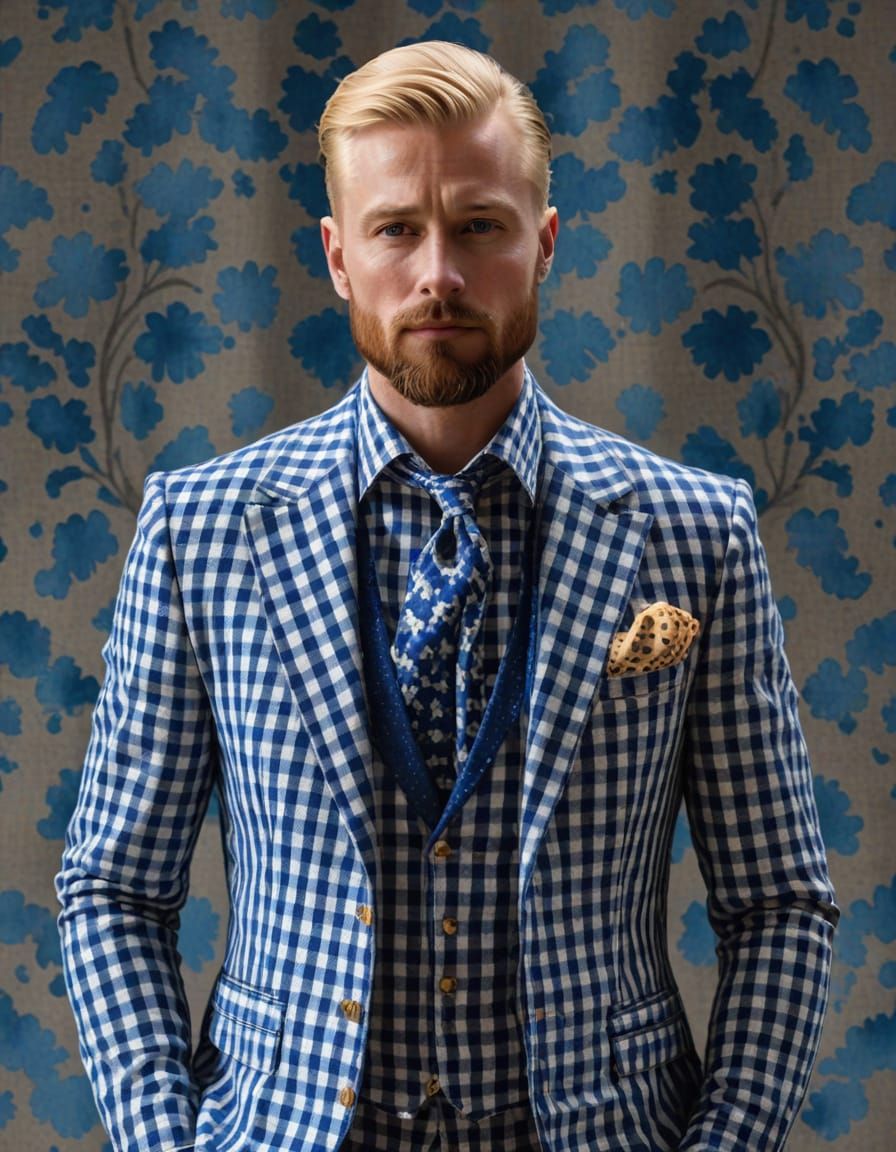 Dapper Gingham Gentleman in Exquisite Haute Couture Suit