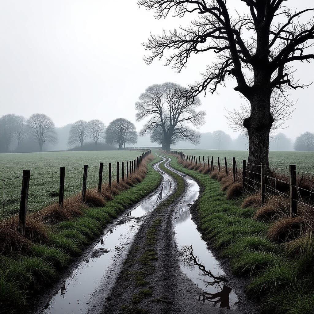 Rural Mud Path in Black and White Photography