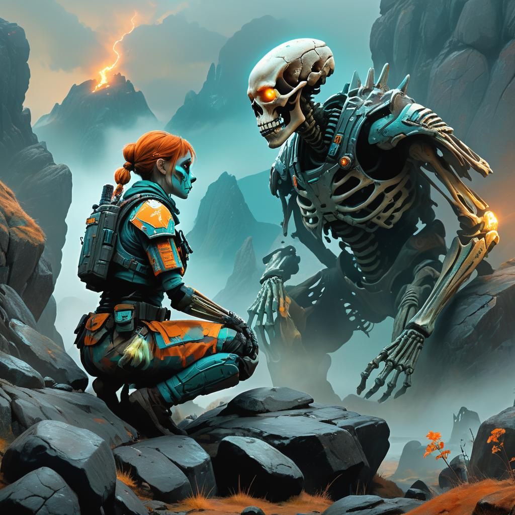 Sci-Fi Scout Observing Alien Capture