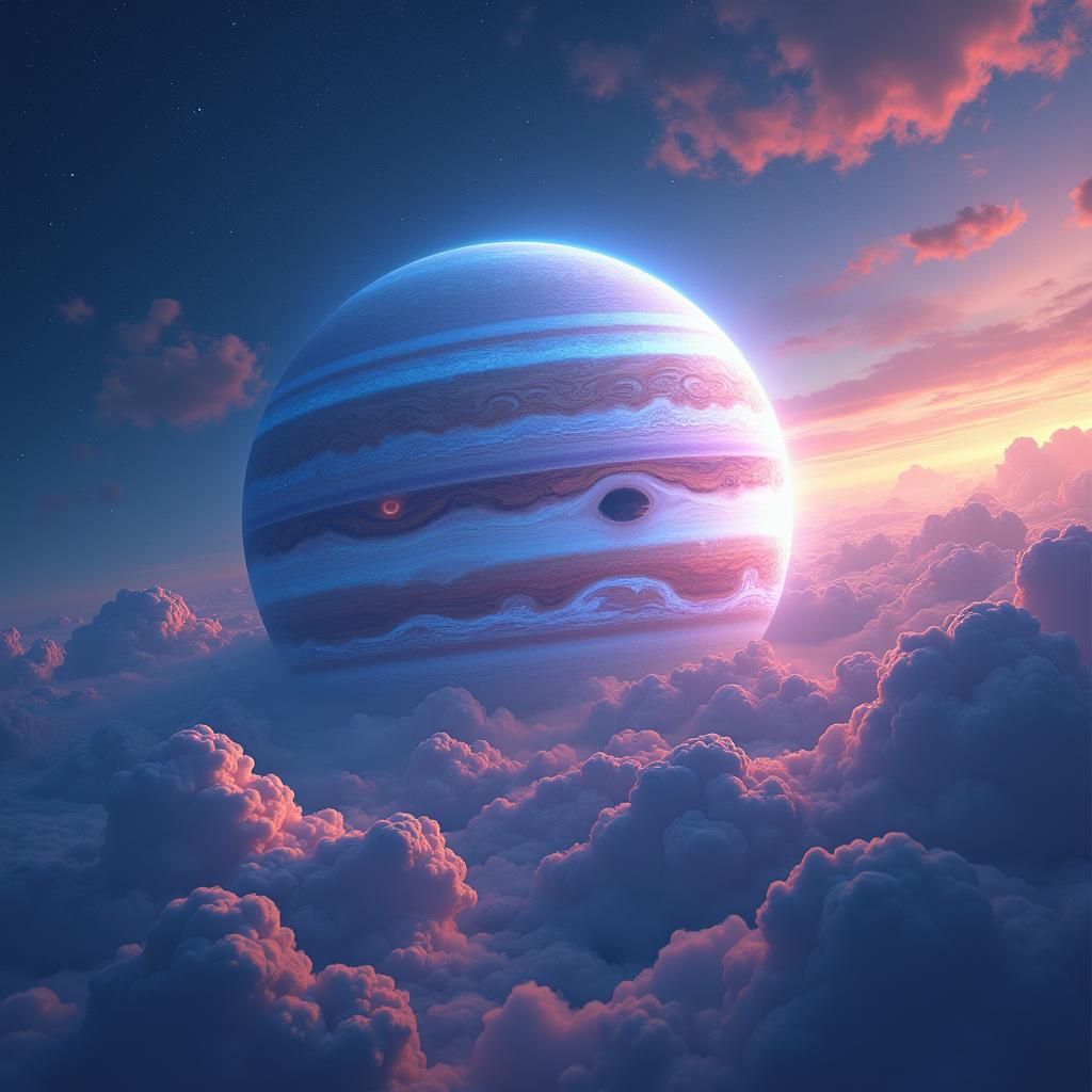 Ethereal Jupiter: Majestic Gas Giant in Dreamlike Vista
