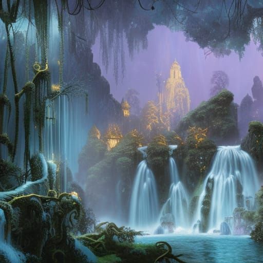 Lush Feywild Palace with Jacuzzi and Winter View