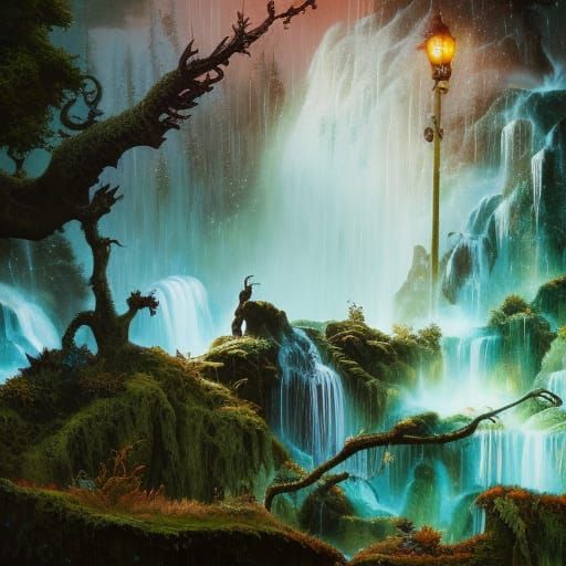 Feywild Palace Terrace with Jacuzzi, Fantasy Art