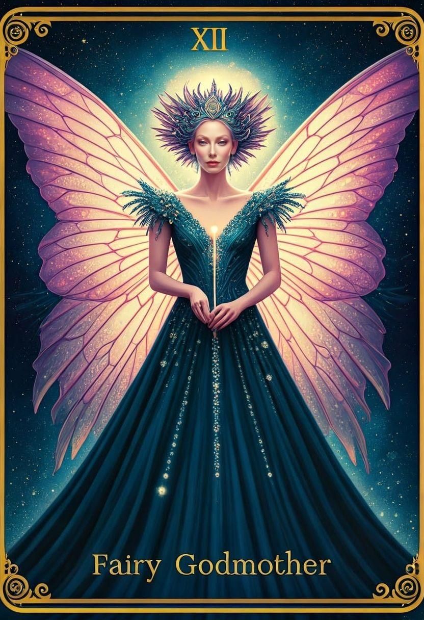 Fantasy Tarot Card: Fairy Godmother in Watercolor