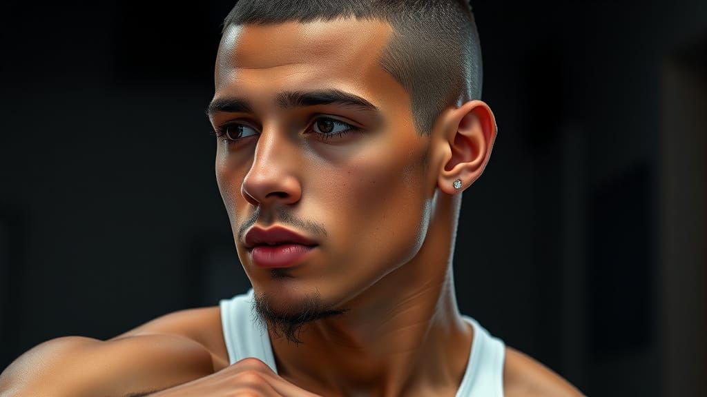 Young Man with Goatee and Earrings, Digital Painting