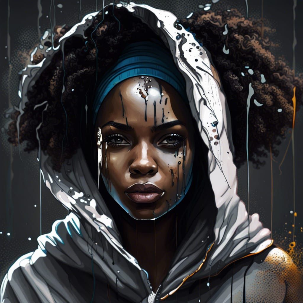 Stunning Afro-American Portrait with Splash Art Details