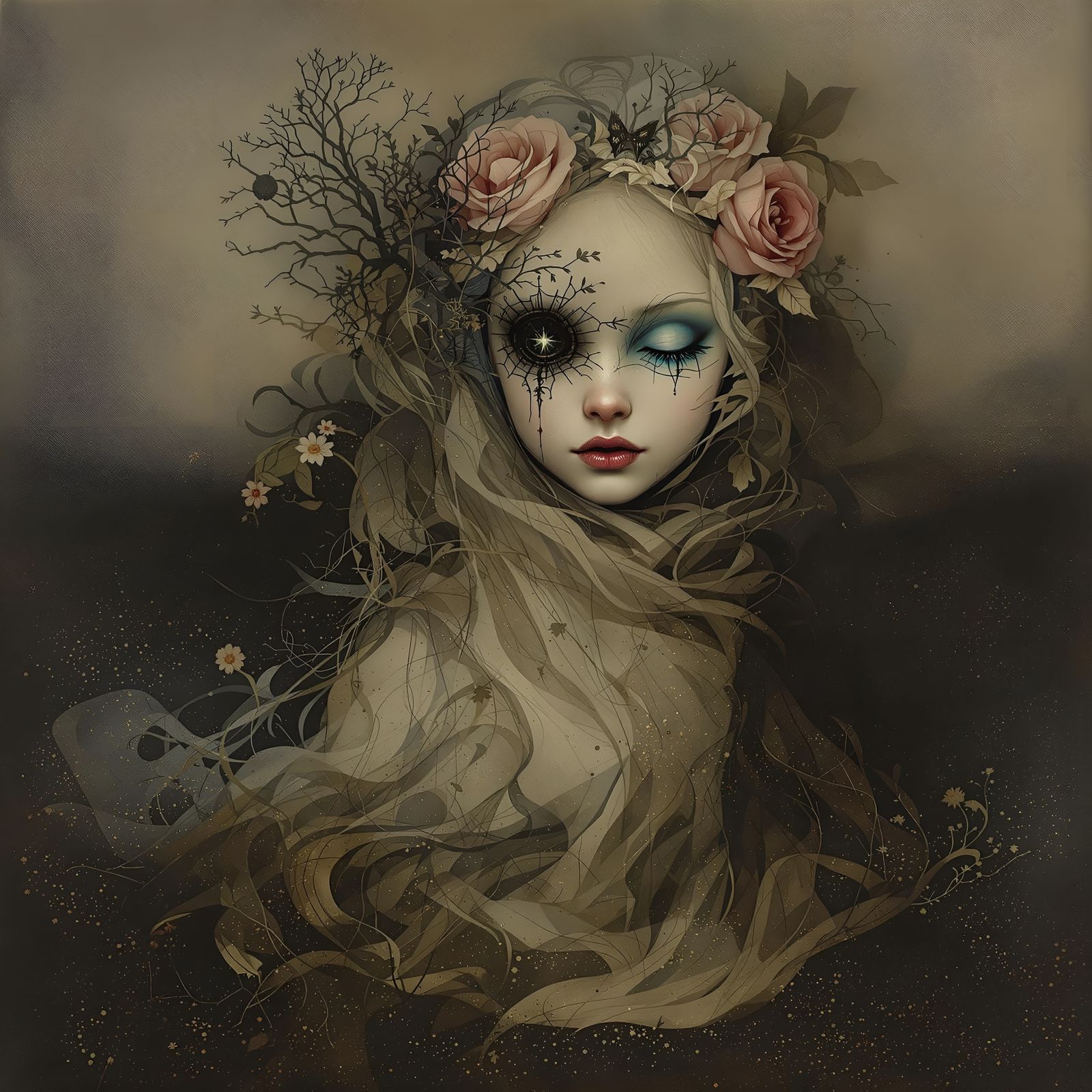 A Girl Fades into Ephemeral Existence in a Surreal Scene