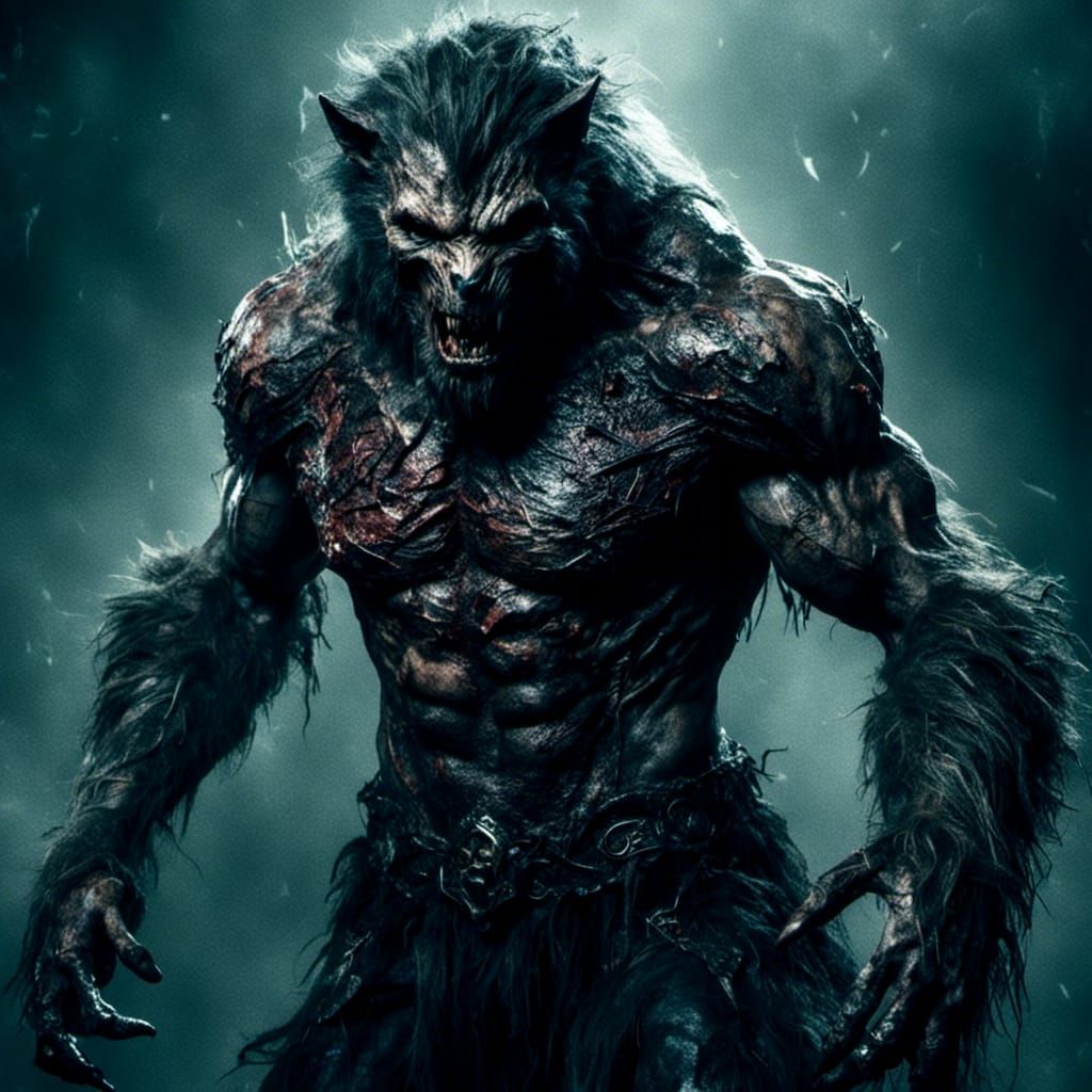 Muscular Werewolf Man with Macabre Beauty