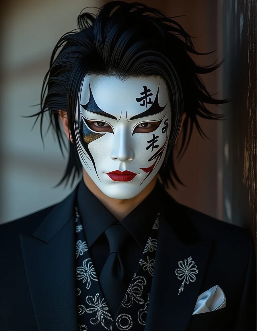 Kabuki Masked Man in Tailored Suit
