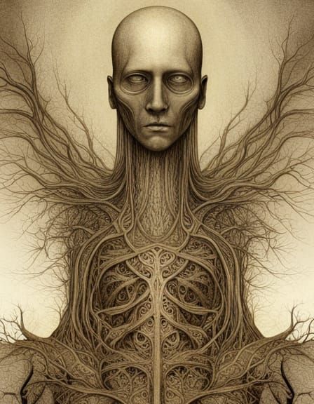 Dystopian Insect With Blood Vessels in Beksinski Style