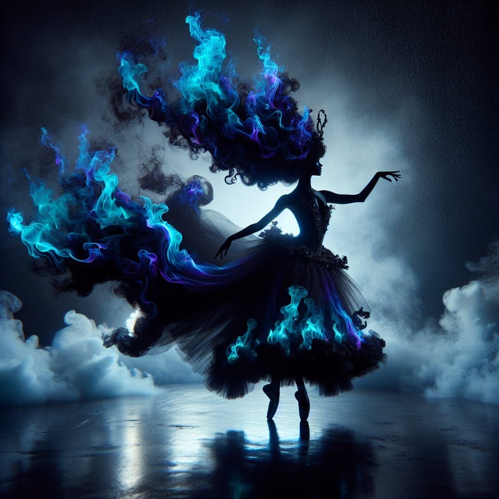 Ethereal Ballerina in Royal Purple Flames
