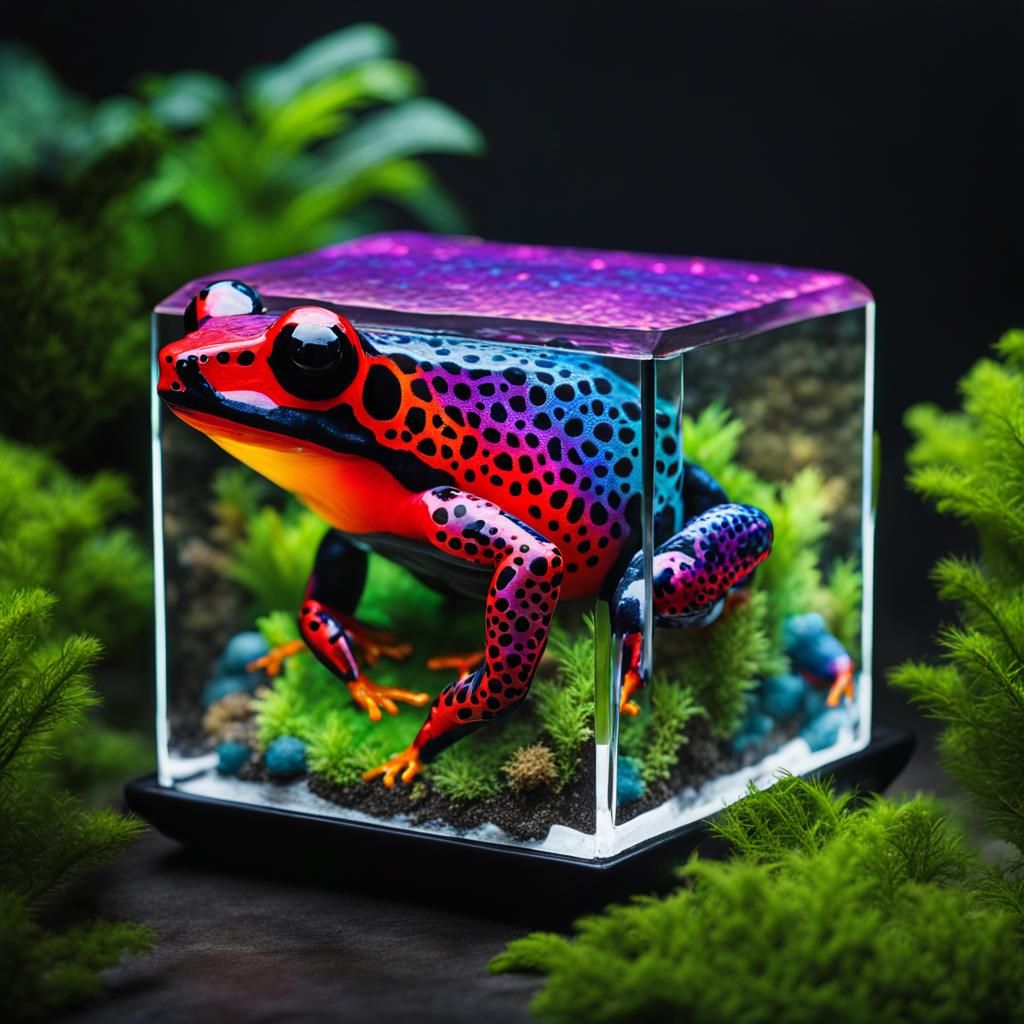 I said "tiny frogs in a huge terrarium", and this is what I got...