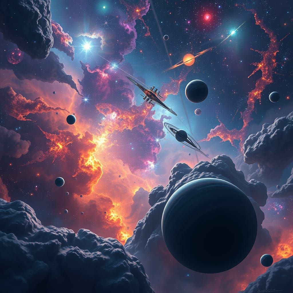 Breathtaking Cosmic Galaxies in Digital Painting Style