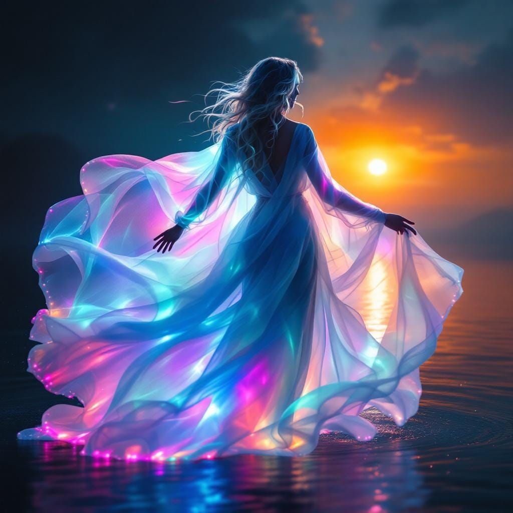 Ethereal Figure in Translucent Robe with Crest