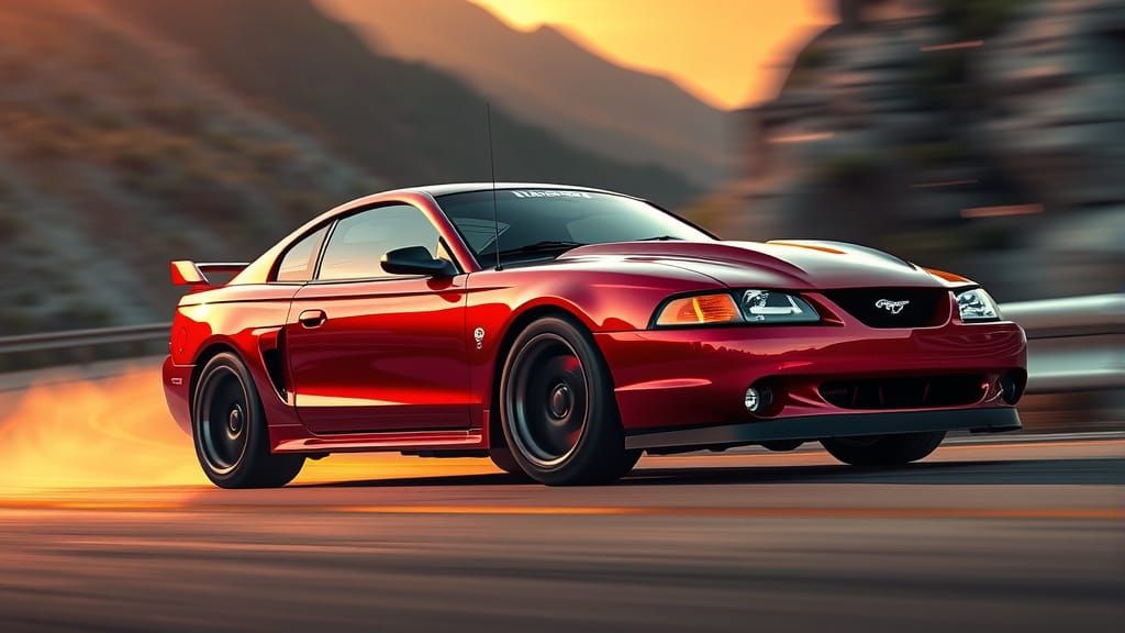 High-Octane Ford Mustang in Sunset Glory