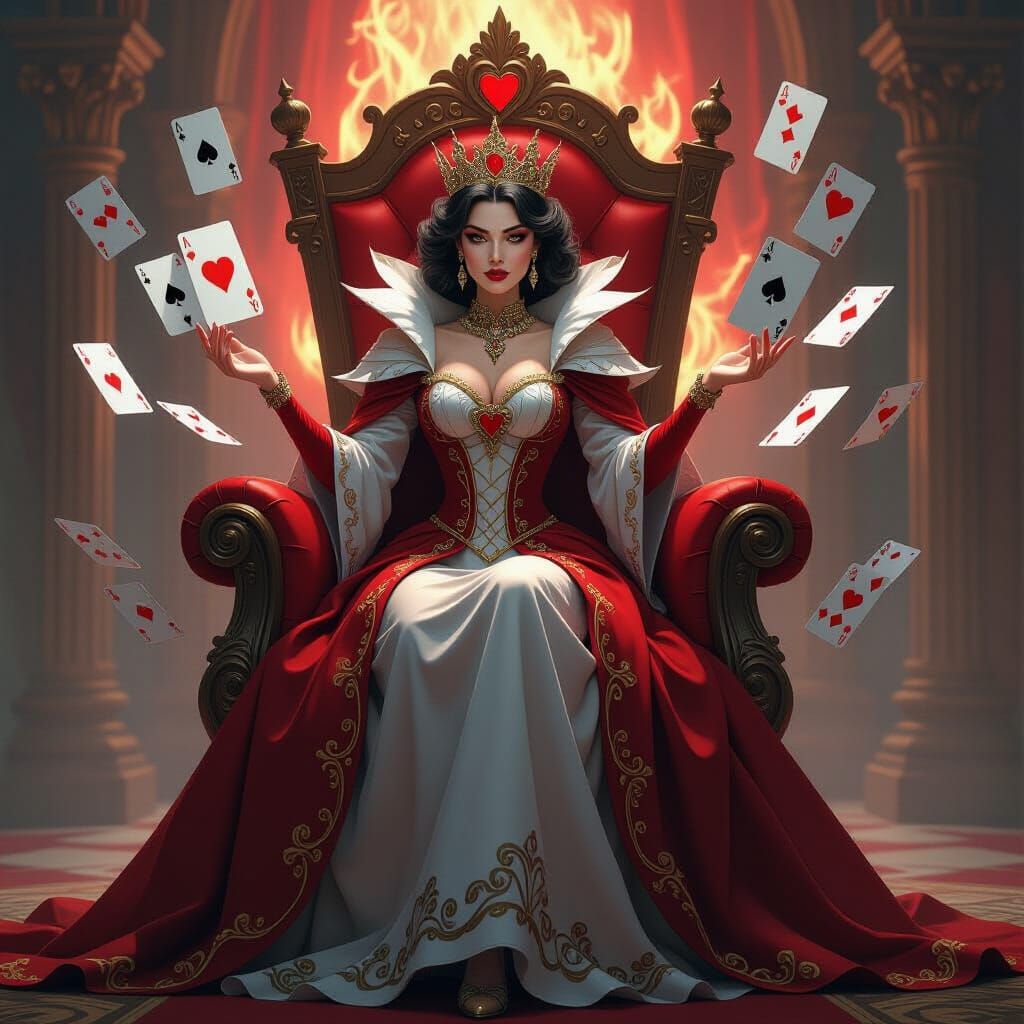 Sorceress Queen of Hearts on Card Throne