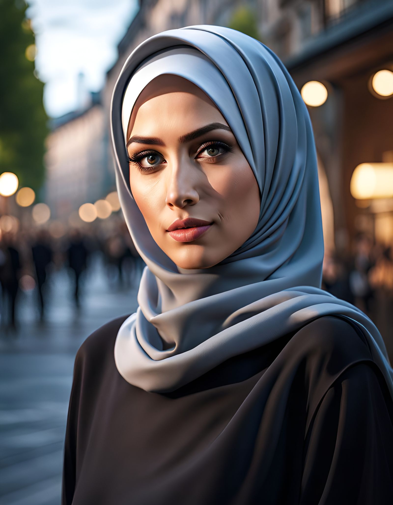Hijabi Girl Portrait in Frankfurt: 8K Digital Art