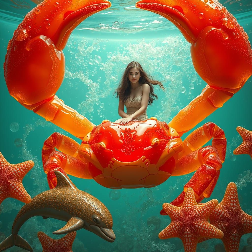 Gummy Crab Rider in a Candy Sea