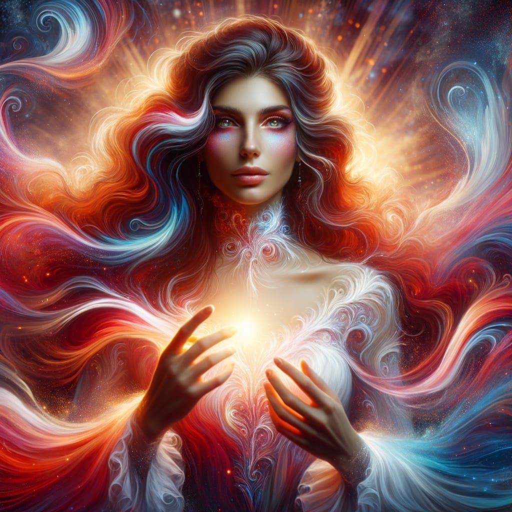 Enchanting Woman in Red, White, and Blue