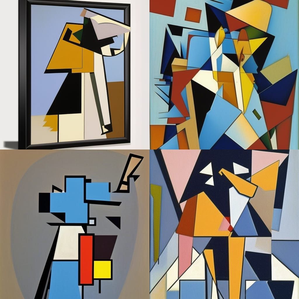 Angry Snoopy with Axe in Cubist Style
